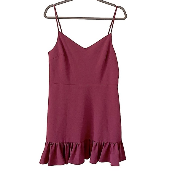 1. STATE Spaghetti Straps Sugar Plum Berry Ruffle Hem Mini Dress - Picture 2 of 8